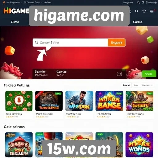 Interface do usuário do higame.com e sua navegação